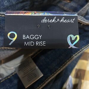 Derek Heart Blue Baggy Mid Rise Jeans